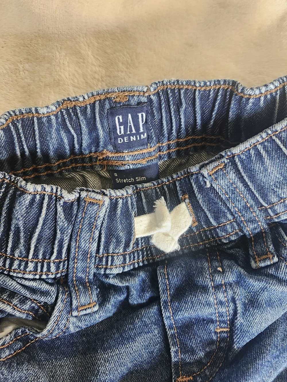 GAP Kids Elastic Waist Denim Jeans in Dark Blue and Light Blue